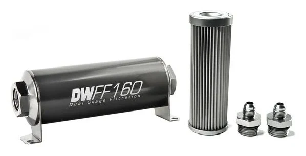 DeatschWerks In-Line Fuel Filter Kit -6AN 10 Micron 160mm
