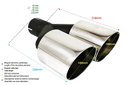 Uniwersalna końcówka tłumika okrągła 100mm długość 200mm średnica montażowa 50mm - N2-111/50