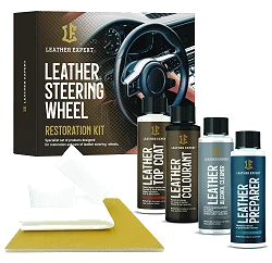 Leather Expert Steering Wheel Restoration Kit zestaw do renowacji skórzanej kierownicy czarny satynowy 4x50ml 200ml