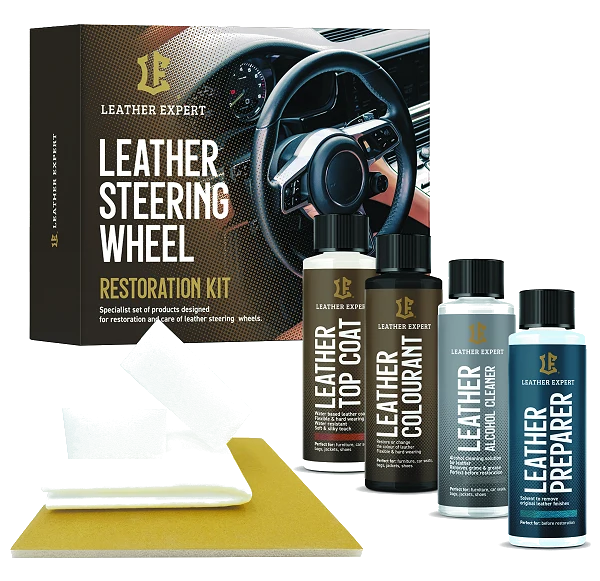 Leather Expert Steering Wheel Restoration Kit zestaw do renowacji skórzanej kierownicy czarny satynowy 4x50ml 200ml