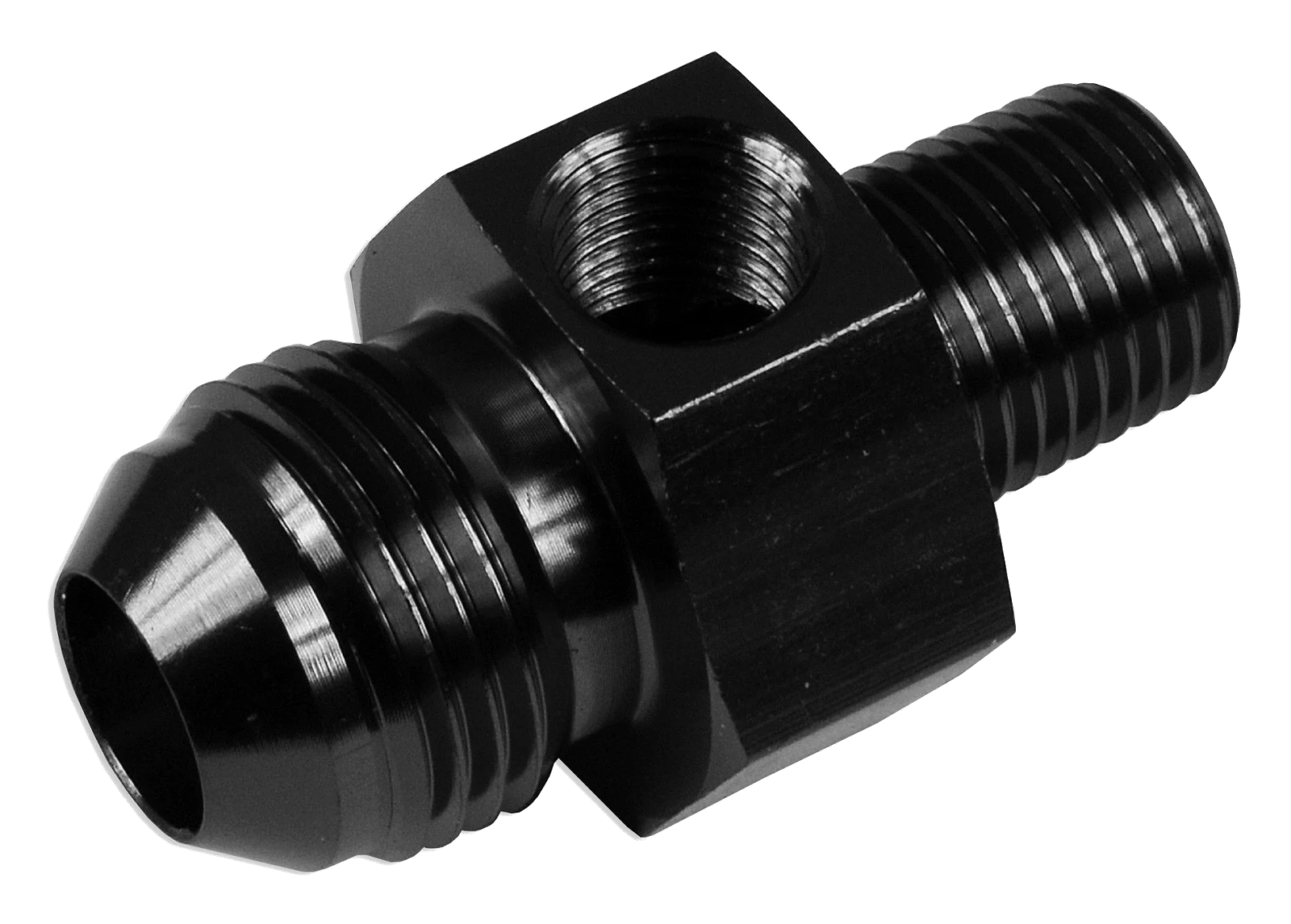 AN6 3/8 NPT Nypel adapter z wejściem na czujnik 1/8 NPT Czarny