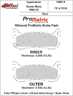 Klocki hamulcowe Wilwood 150-D0636K PM ProMatrix D636 Street Performance Racing Pads .49