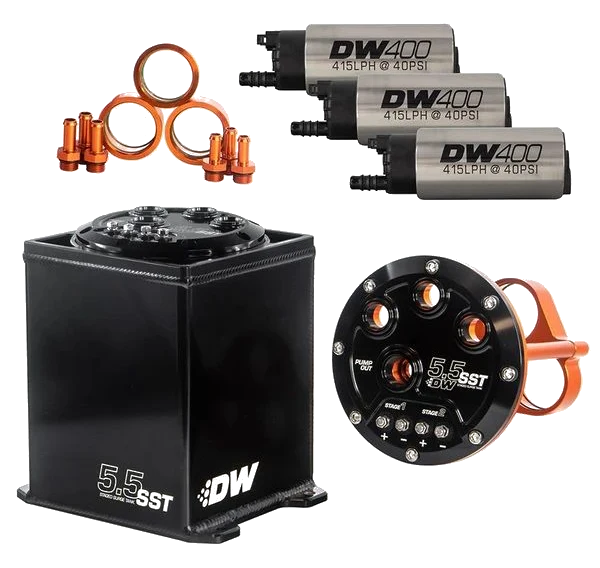 DeatschWerks 5.5L Surge Tank with 3 DW400 Fuel Pumps