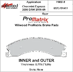 Klocki hamulcowe Wilwood 150-D1411K PM ProMatrix D1411 Street Performance Racing Pads .775