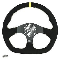 Kierownica sportowa FMIC.Pro D-Shape zamszowa 325mm odsadzenie 42mm żółta